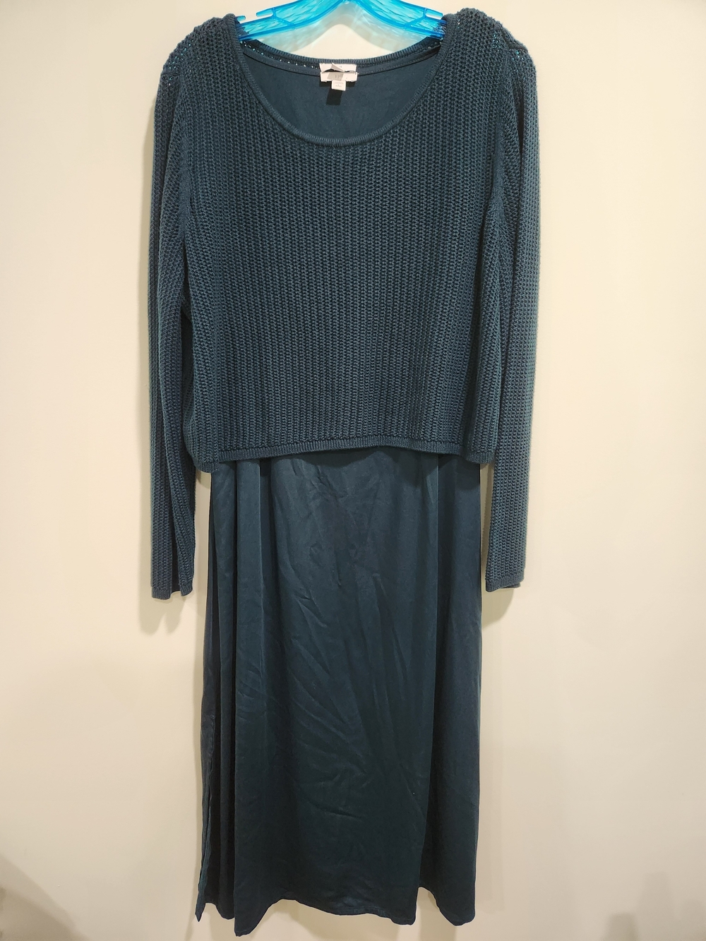 J. Jill Teal Layered Knit Midi Dress